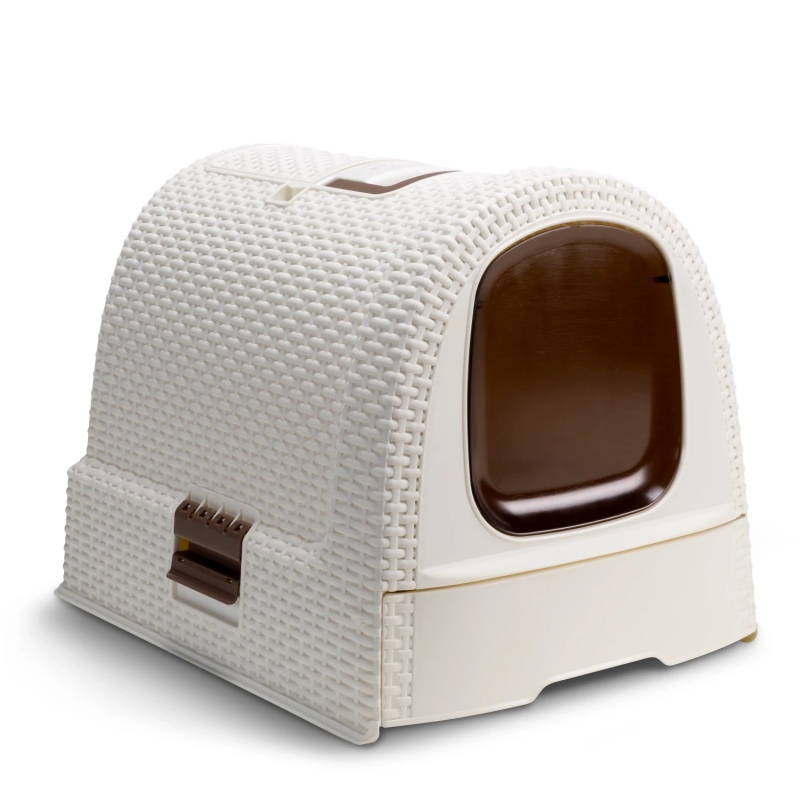 Toaleta pro kočky Curver Rattan vintage white