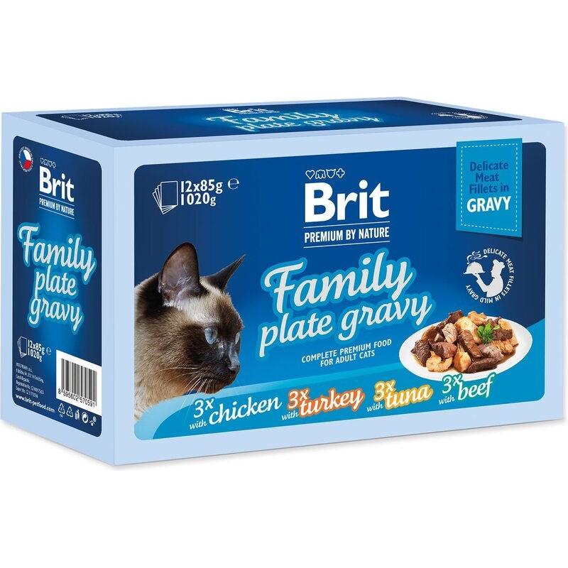 Brit Premium Cat Fillets in Gravy Dinner Plate 12x85g 
