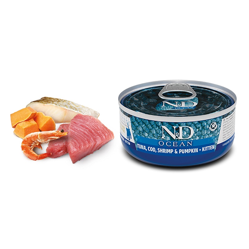 N&D CAT OCEAN Kitten Tuna&Cod&Shrimps&Pumpkin 70g