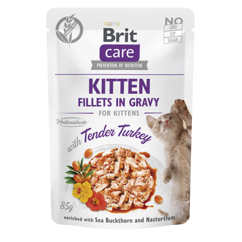 BRIT CARE Cat Fillets Gravy Kitten Tender Turkey 85g