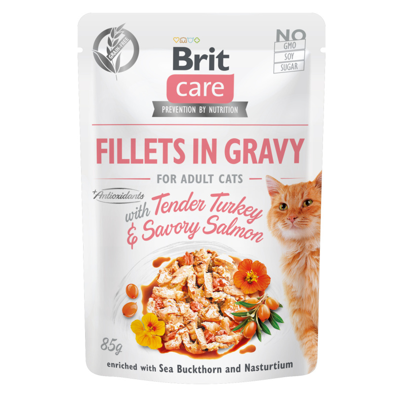 BRIT CARE Cat Fillets Gravy Turkey & Salmon 85g