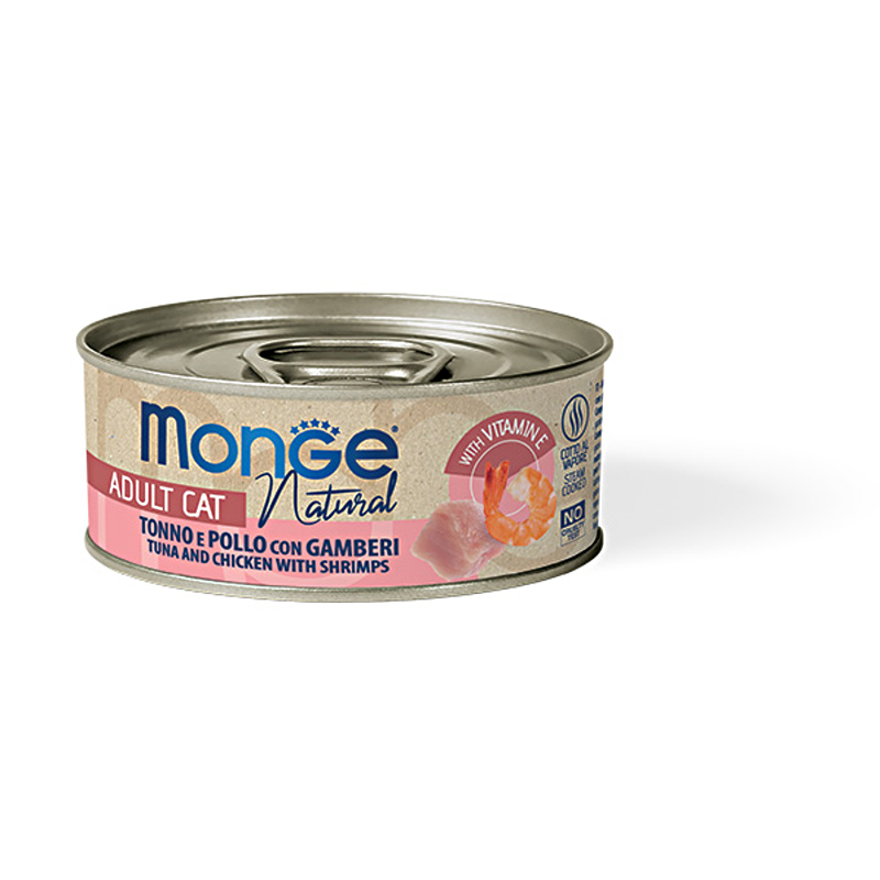 MONGE NATURAL tuňák, kuře, krevety 80g