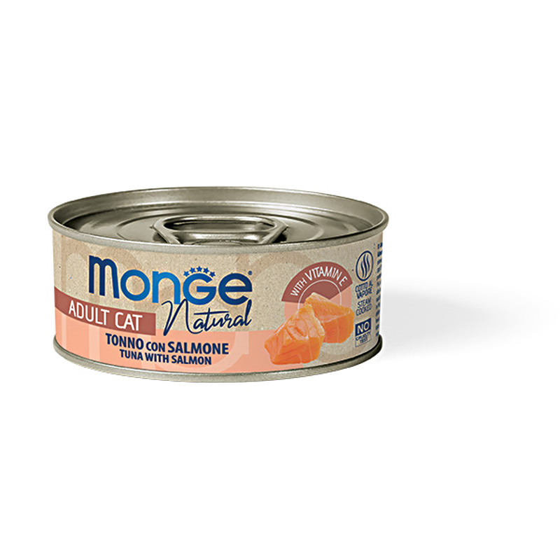 MONGE NATURAL tuňák, losos 80g