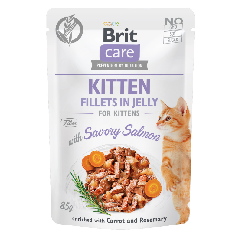 BRIT CARE Cat Fillets in Jelly Kitten with Savory Salmon 85g