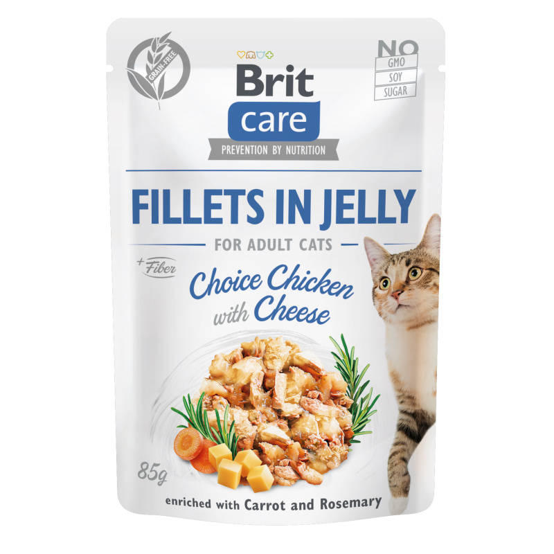 BRIT CARE Cat Fillets in Jelly Chicken & Cheese 85g