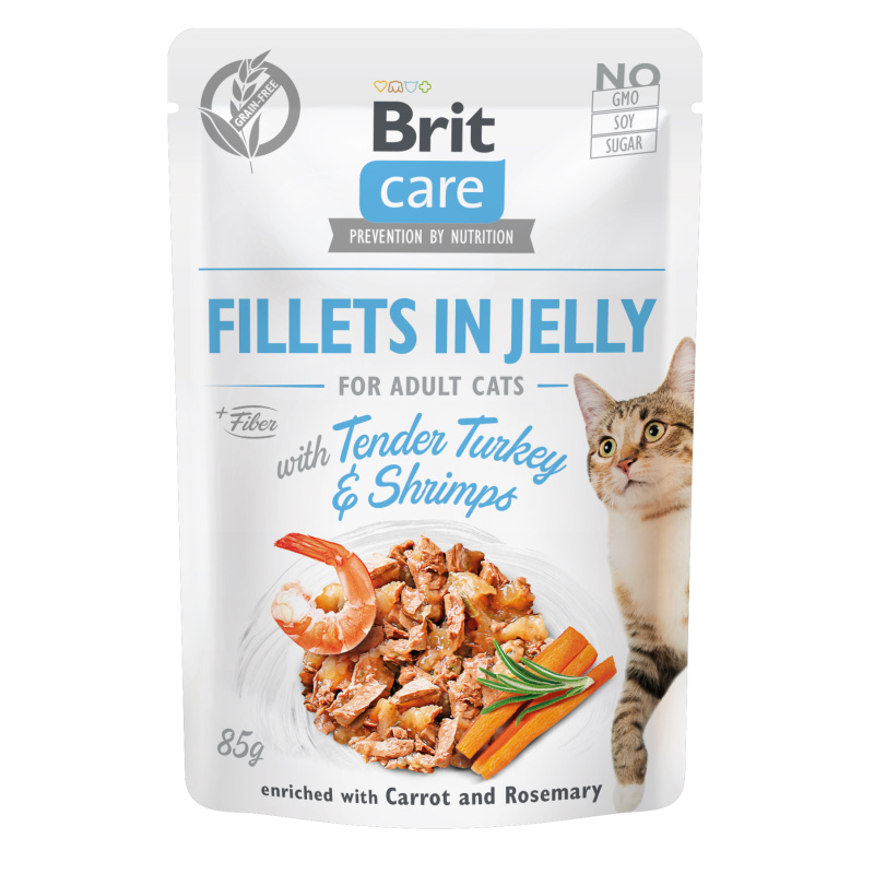 BRIT CARE Cat Fillets in Jelly Turkey & Shrimps 85g