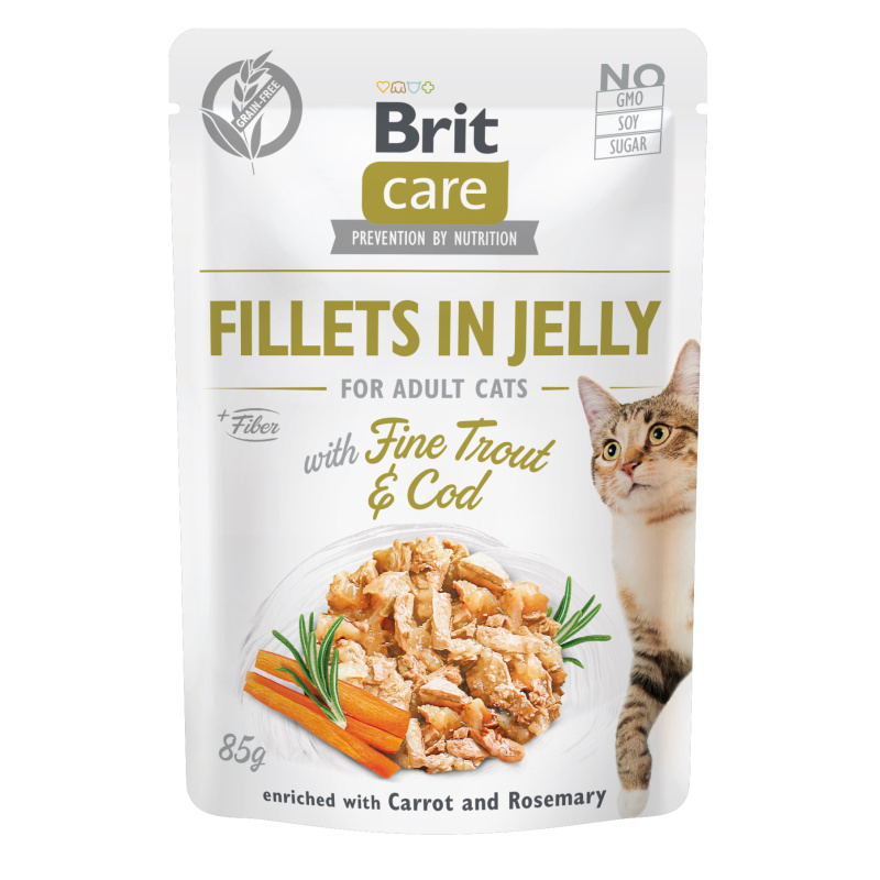 BRIT CARE Cat Fillets in Jelly with Trout & Cod 85g