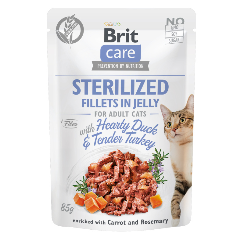 BRIT CARE Cat Fillets in Jelly Sterilised with Duck 85g