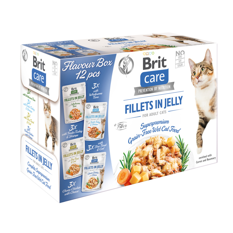 BRIT CARE Cat Fillets in Jelly Flavour Box 12x85g