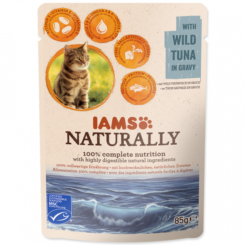 Iams Naturally Cat tuňák v omáčce 85g