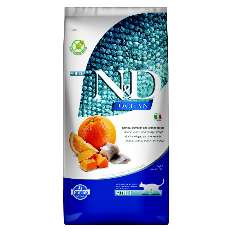 N&D GF OCEAN CAT Adult Herring, Pumpkin & Orange 5kg