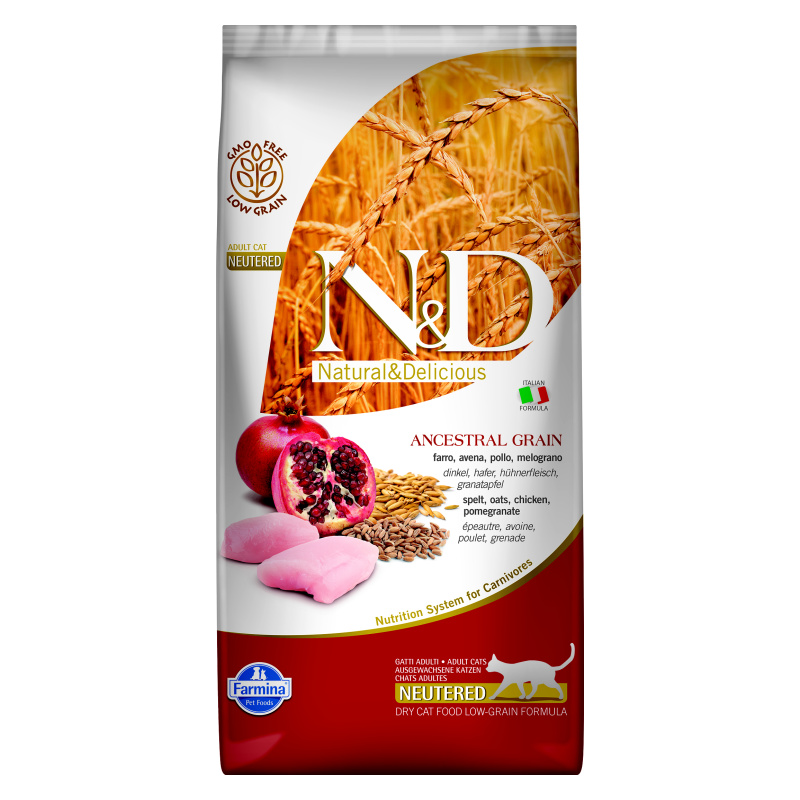 N&D Low Grain CAT Neutered Chicken & Pomegranate 1,5kg