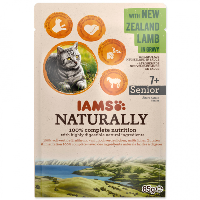Iams Naturally Cat Senior jehněčí v omáčce 85g