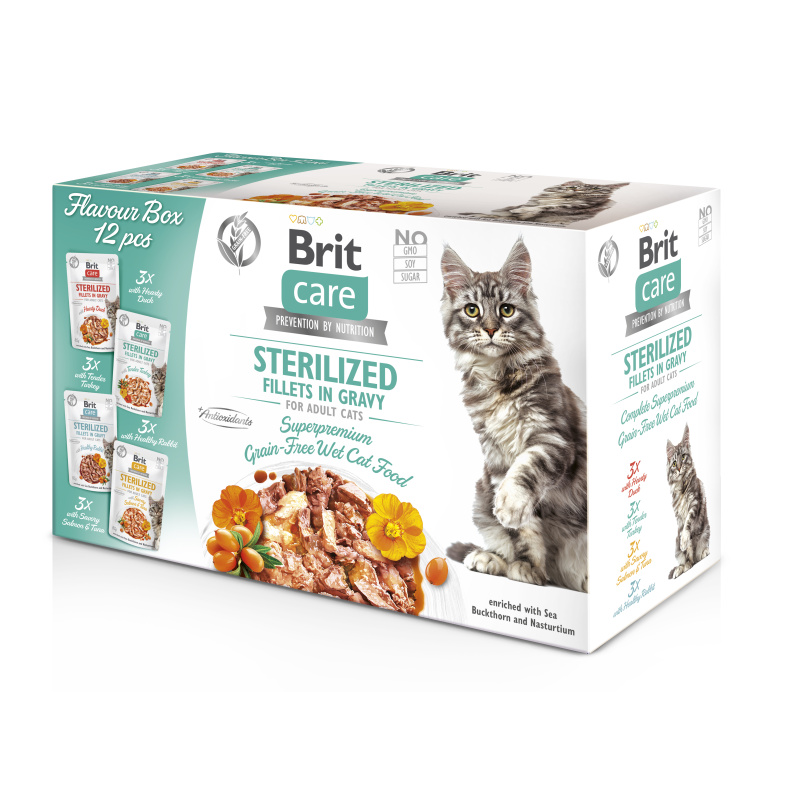 BRIT CARE Cat Fillets Gravy Flavour Box 12x85g Sterilised