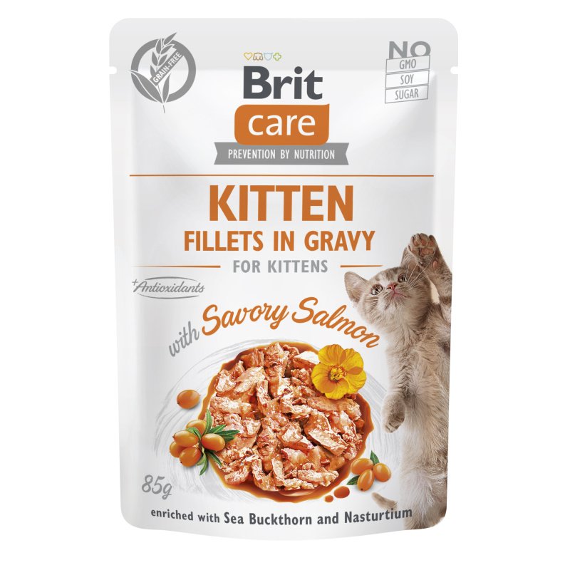 BRIT CARE Cat Fillets Gravy Kitten Savory Salmon 85g
