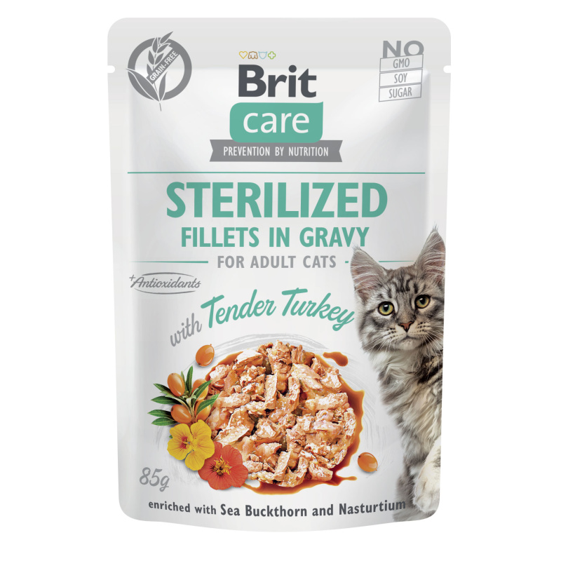 BRIT CARE Cat Fillets Gravy Sterilised Tender Turkey 85g