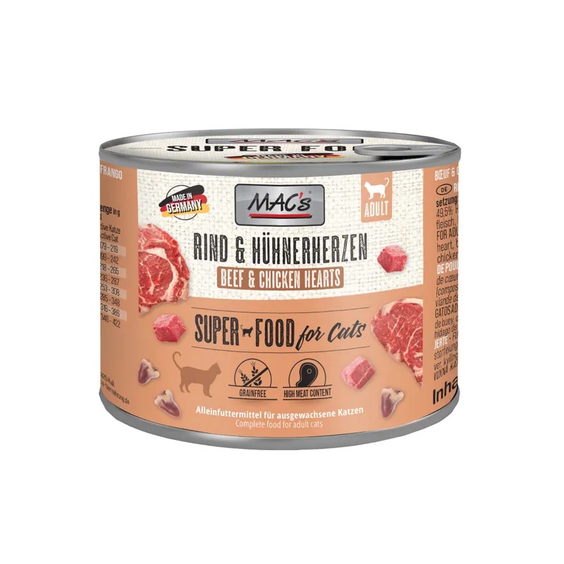 MAC's Cat 200g hovězí, kuřecí srdíčka