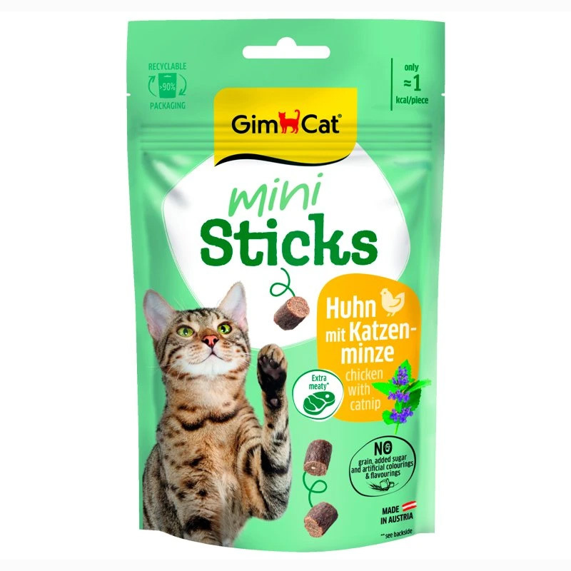 GimCat Mini Sticks kuře se šantou kočičí 50g