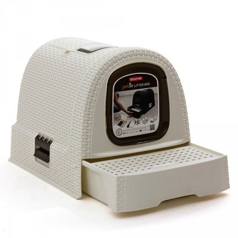 Toaleta pro kočky Curver Rattan vintage white
