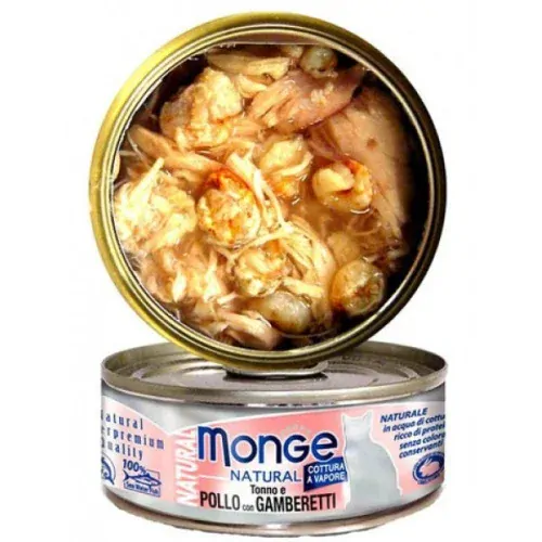 MONGE NATURAL tuňák, kuře, krevety 80g