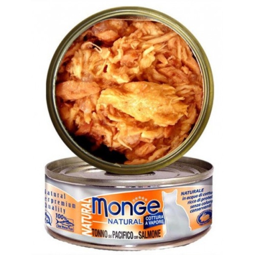 MONGE NATURAL tuňák, losos 80g