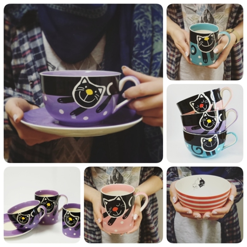 Miska s kočkami 13,5cm modrá