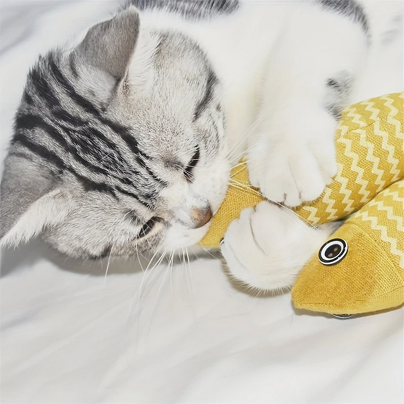 Žlutá rybička s catnipem 22cm