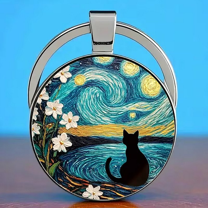 Přívěsek na klíče Malovaná kočka