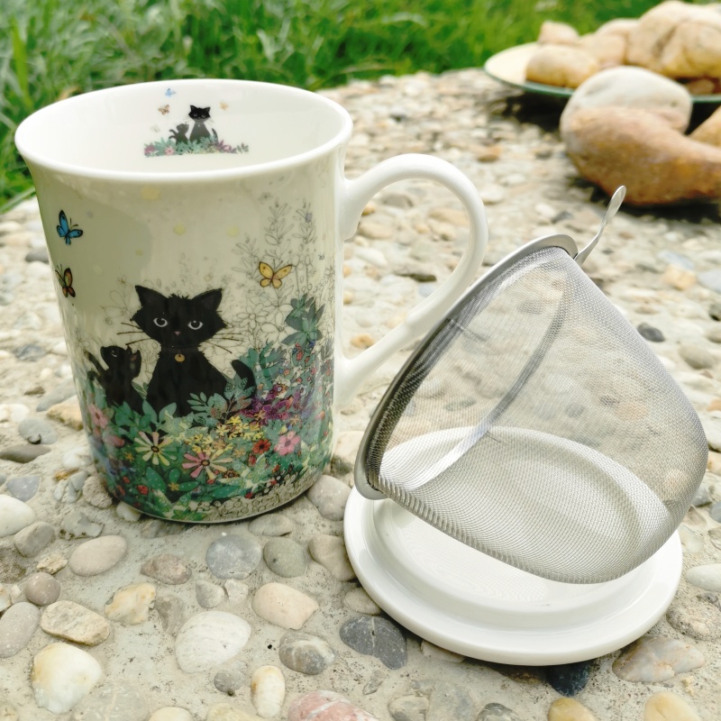 Hrnek se sítkem a pokličkou BUG ART 370ml Kočka 